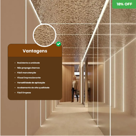 Revestimento Efeito Metálico Martelado Prata Interno 2,90m x 1,22m