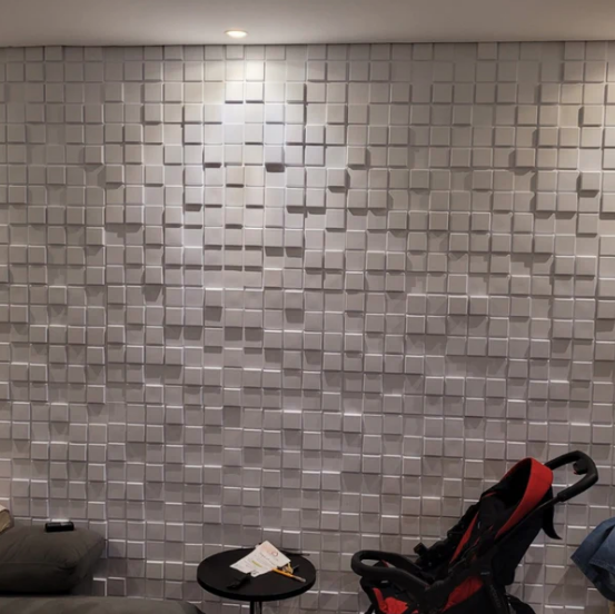 Placa 3D Pixel Autoadesiva - 50x50 Revestimento decorativo de parede.