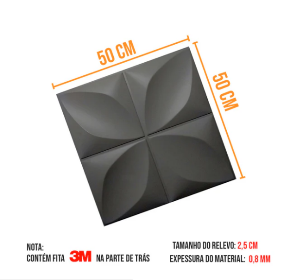 Placa 3D Mini Primaveira autoadesiva 50x50CM Revestimento Decorativo para parede.