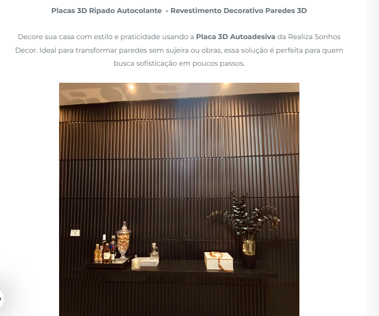 Placa 3D Ripada Autoadesiva - 50x50CM Revestimento decorativo de parede.