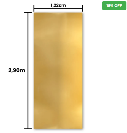 Revestimento Efeito Metálico Espelhado Dourado Interno 2,90m x 1,22m