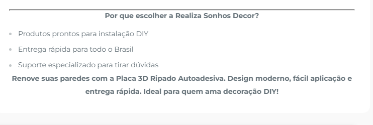 Placa 3D Ripada Autoadesiva - 50x50CM Revestimento decorativo de parede.