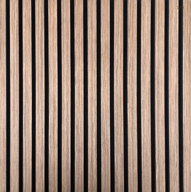 Ripado acústico de madeira MDF clara com base de poliuretano, antiruído - 22mm espessura - 60x60 cm