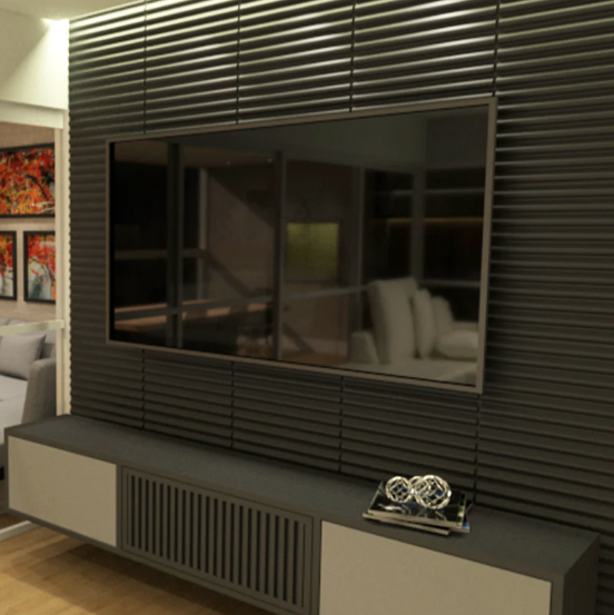 Placa 3D Ripada Autoadesiva - 50x50CM Revestimento decorativo de parede.