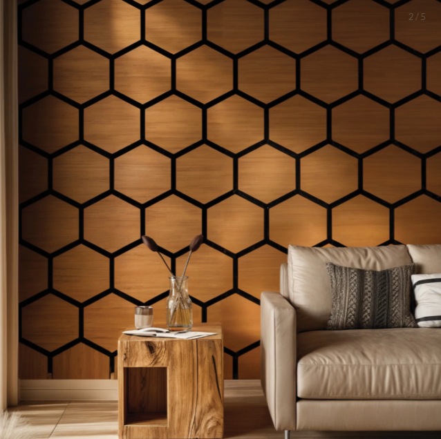 Revestimento Acústico Artesanal Cerejeira 18mm · Poliuretano com MDF