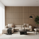 Ripado acústico de madeira MDF clara com base de poliuretano, antiruído - 22mm espessura - 60x60 cm