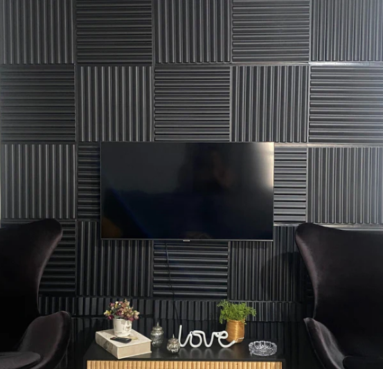 Placa 3D Ripada Autoadesiva - 50x50CM Revestimento decorativo de parede.