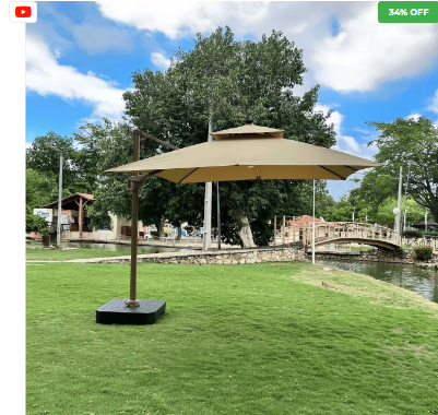 Ombrelone Guarda Sol Gold Led Alumínio 3,0 x 3,0 C/ Base em 100 L