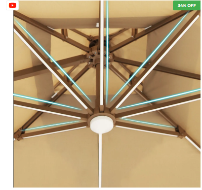 Ombrelone Guarda Sol Gold Led Alumínio 3,0 x 3,0 C/ Base em 100 L