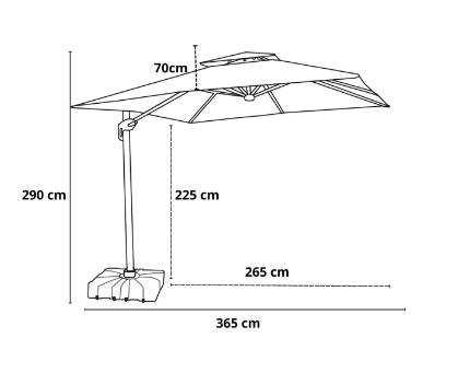 Ombrelone Guarda Sol Gold Led Alumínio 3,0 x 3,0 C/ Base em 100 L
