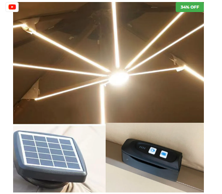 Ombrelone Guarda Sol Gold Led Alumínio 3,0 x 3,0 C/ Base em 100 L