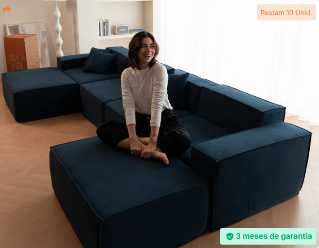 Sofá Modular Pelion 3 Lugares com 1 Chaise - Sofá na caixa