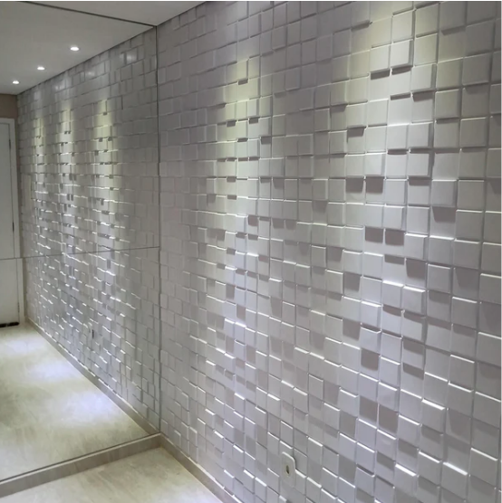 Placa 3D Pixel Autoadesiva - 50x50 Revestimento decorativo de parede.