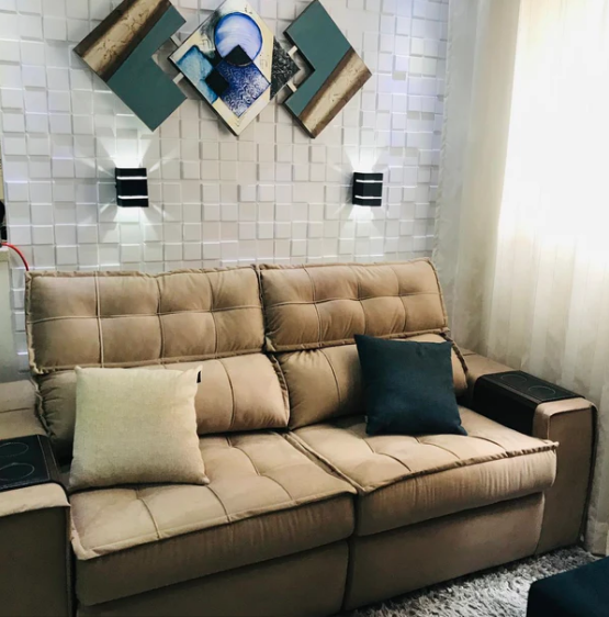 Placa 3D Pixel Autoadesiva - 50x50 Revestimento decorativo de parede.