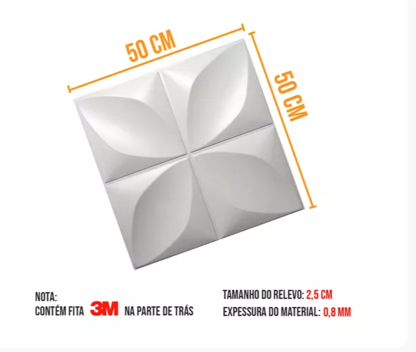 Placa 3D Mini Primaveira autoadesiva 50x50CM Revestimento Decorativo para parede.